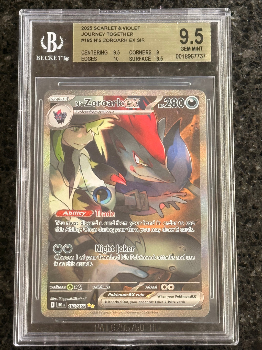 N's Zoroark ex #185/159 Special Illustration Rare BGS GEM MT 9.5