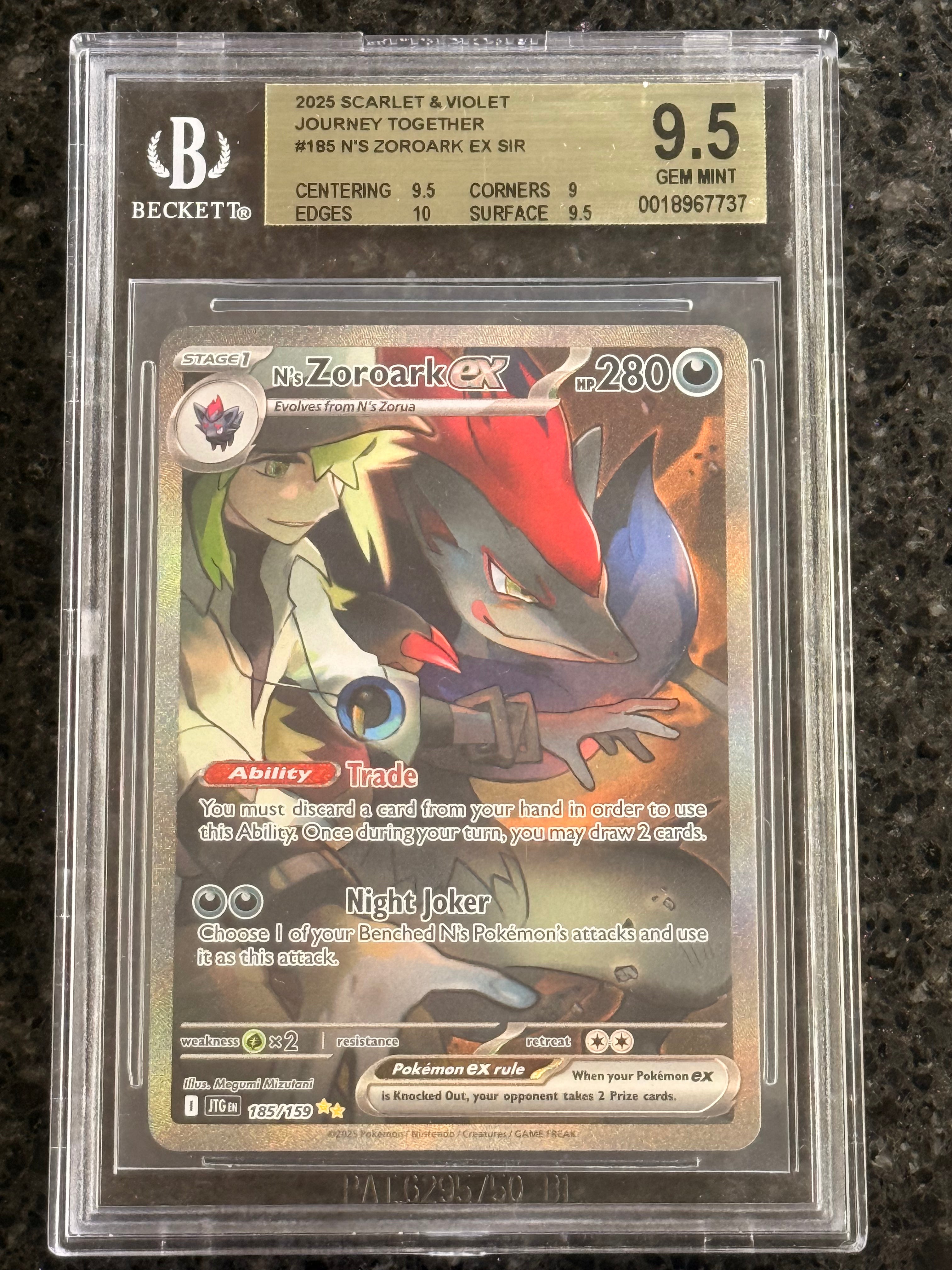 N's Zoroark ex #185/159 Special Illustration Rare BGS GEM MT 9.5